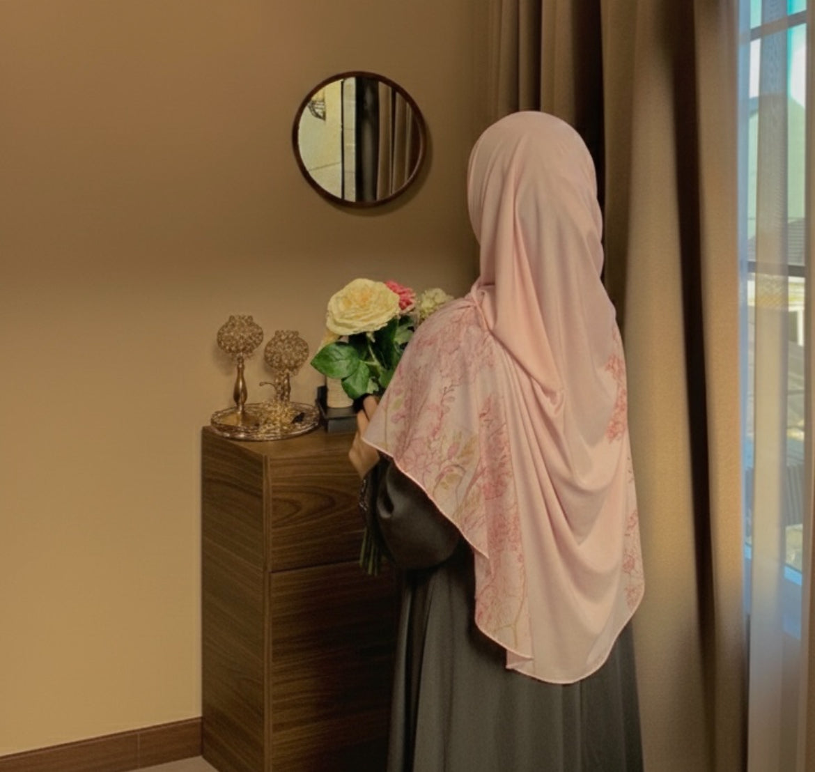 Light Pink Floral Hijab